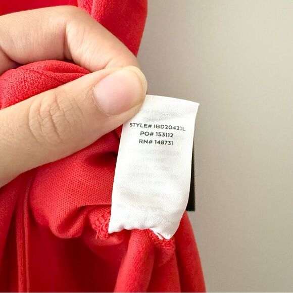 NWT Lulus Romantic Thoughts Red Cowl Neck Lace-Up Maxi Dress L - Picture 9 of 9